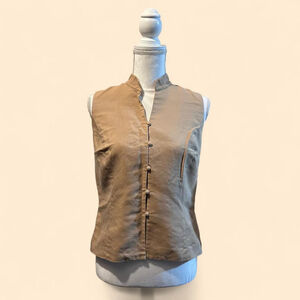 Ann Taylor Beige High-Neck Sleeveless Vest